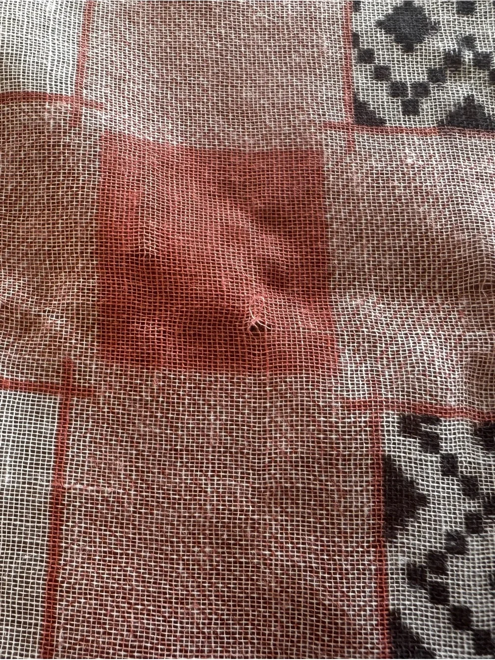 Lightweight White Scarf with Pink and Mint Geometric Border